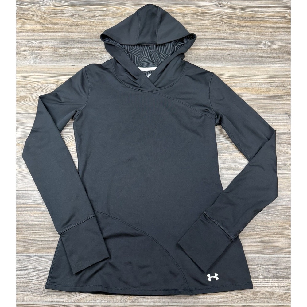 Under Armour Women Black Cold Gear Infrared Fitted Hoodie Long sleeve Medium